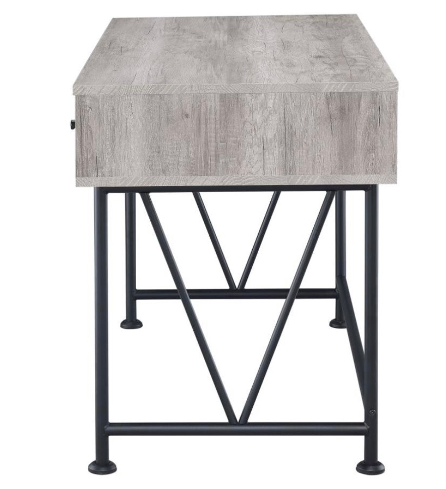 Analiese 3-drawer Writing Desk Grey Driftwood and Black 801549
