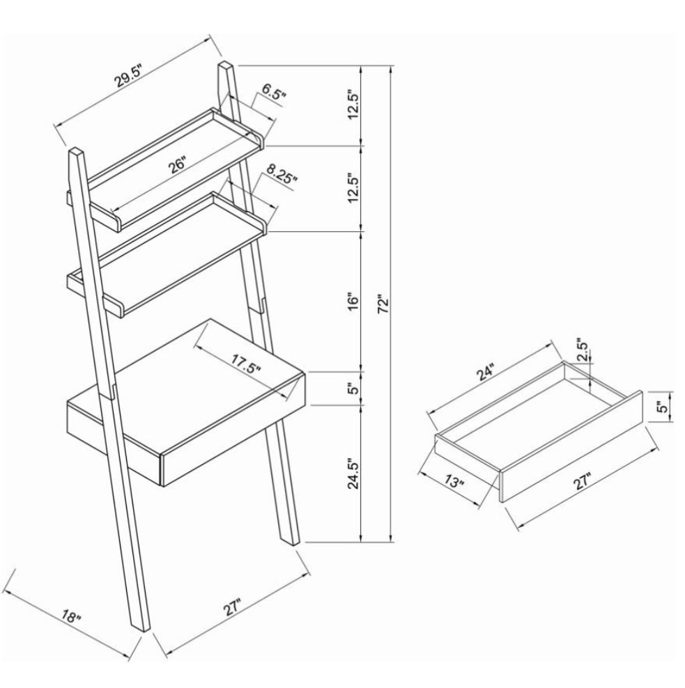 Colella 2-shelf Writing Ladder Desk Cappuccino 801373
