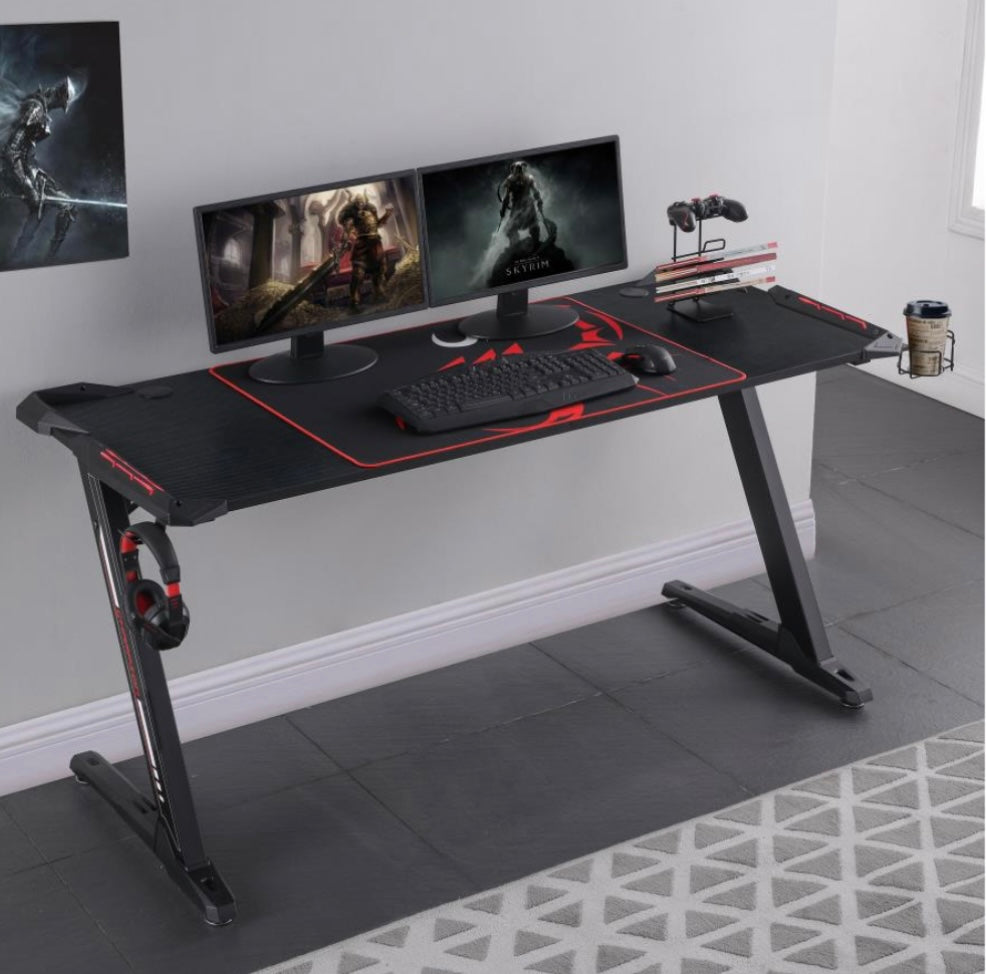 Brocton Metal Z-shaped Gaming Desk Black 802435