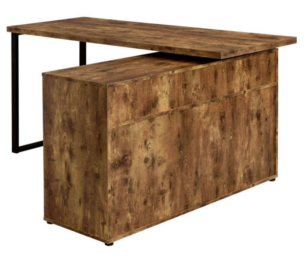 Hertford L-shape Office Desk with Storage Antique Nutmeg 804464