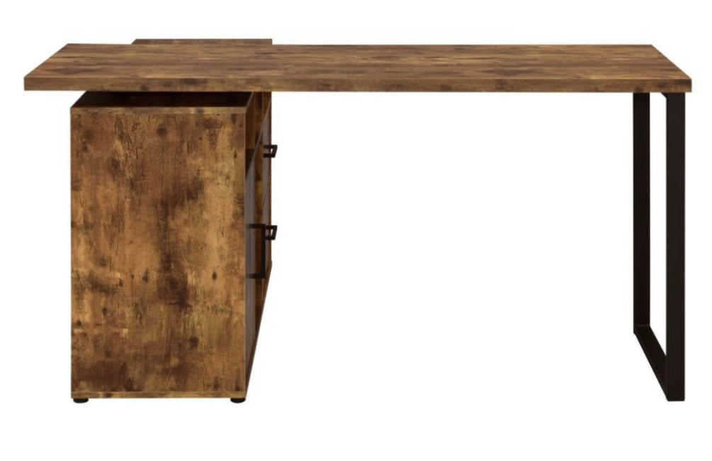 Hertford L-shape Office Desk with Storage Antique Nutmeg 804464
