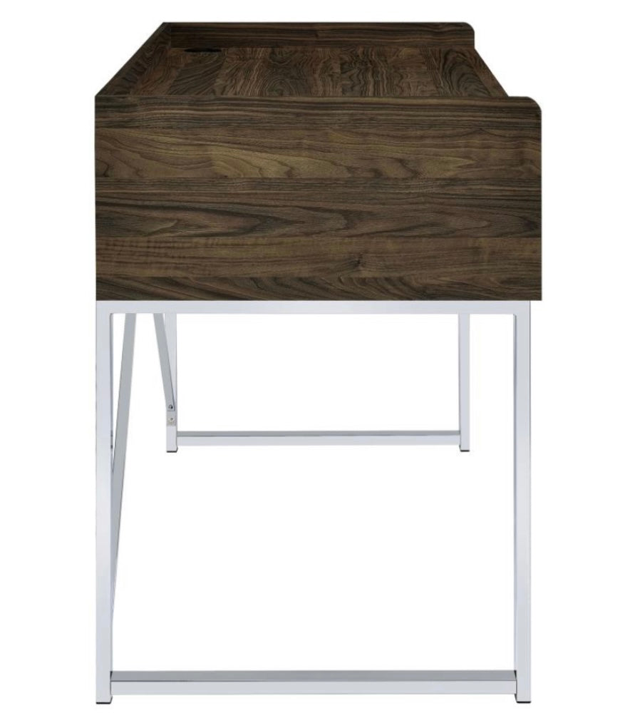 Angelica 3-drawer Writing Desk Walnut and Chrome 801492