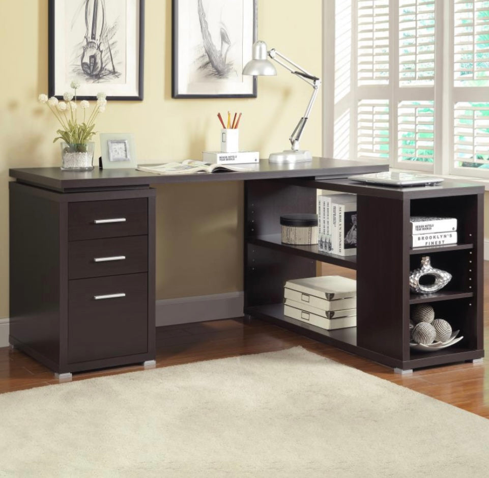 Yvette L-shape Office Desk Cappuccino 800517