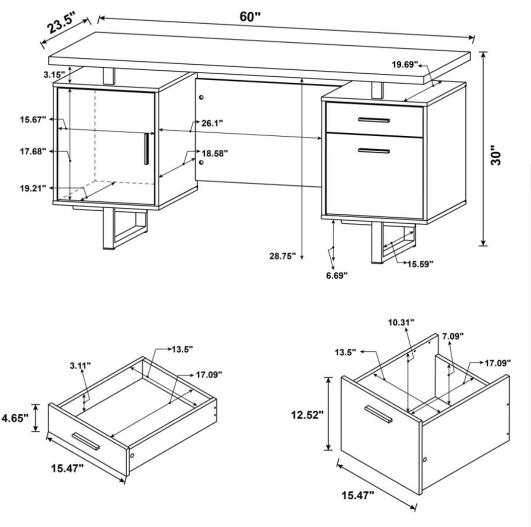 Lawtey Rectangular Storage Office Desk Cappuccino 801521