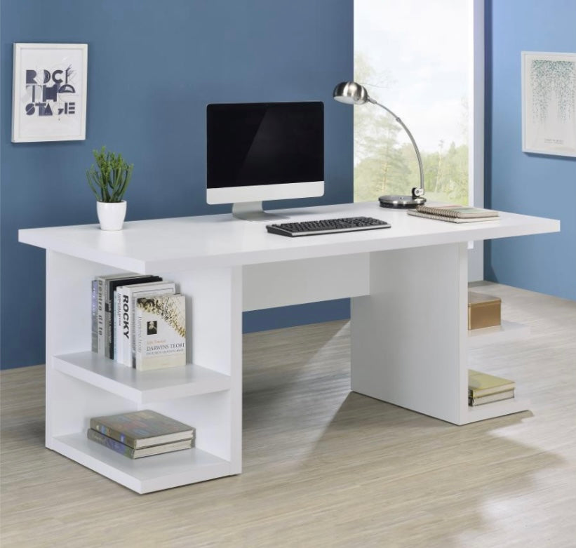 Alice Writing Desk White with Open Shelves 801455