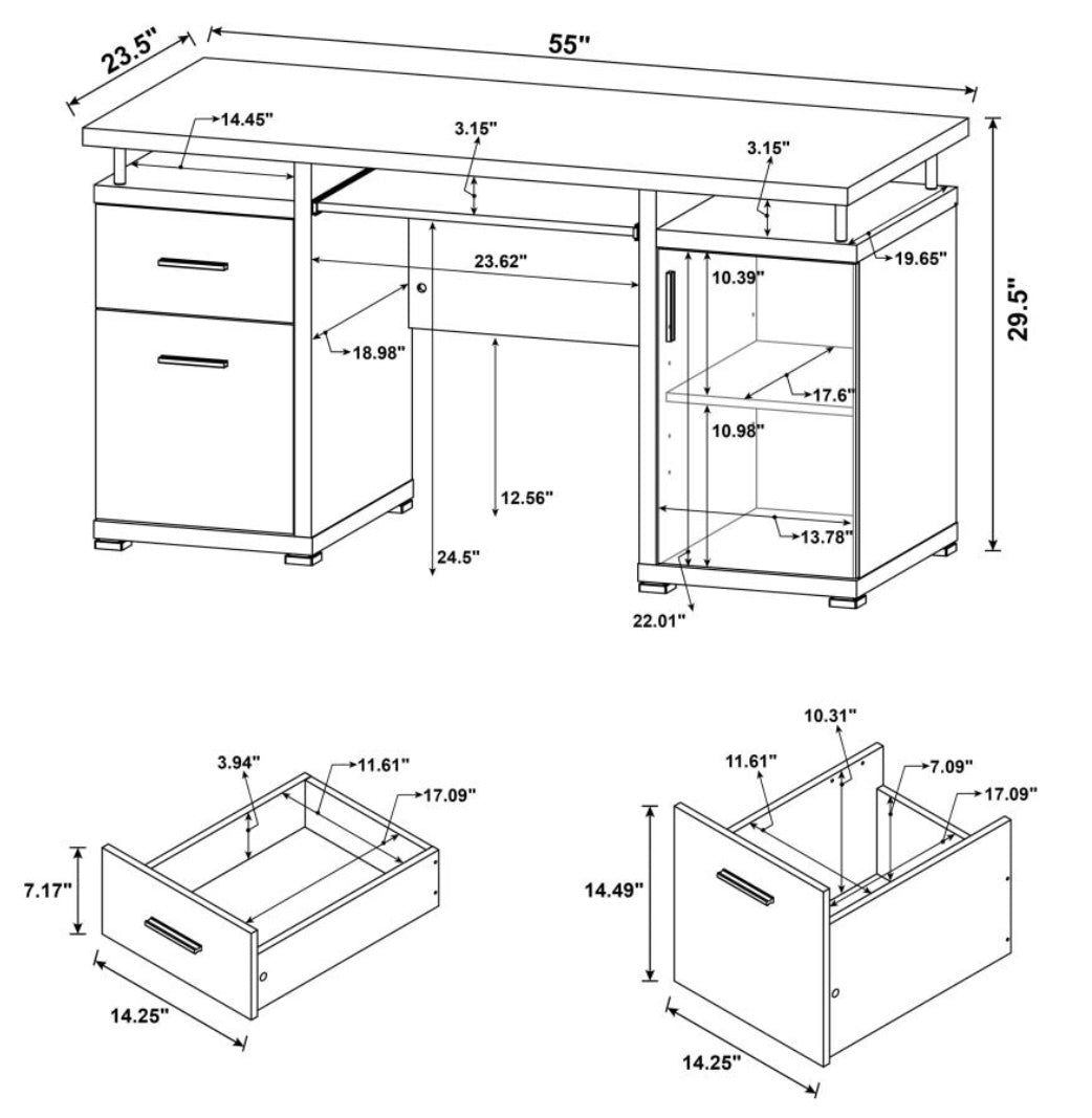 Tracy 2-drawer Computer Desk Cappuccino 800107