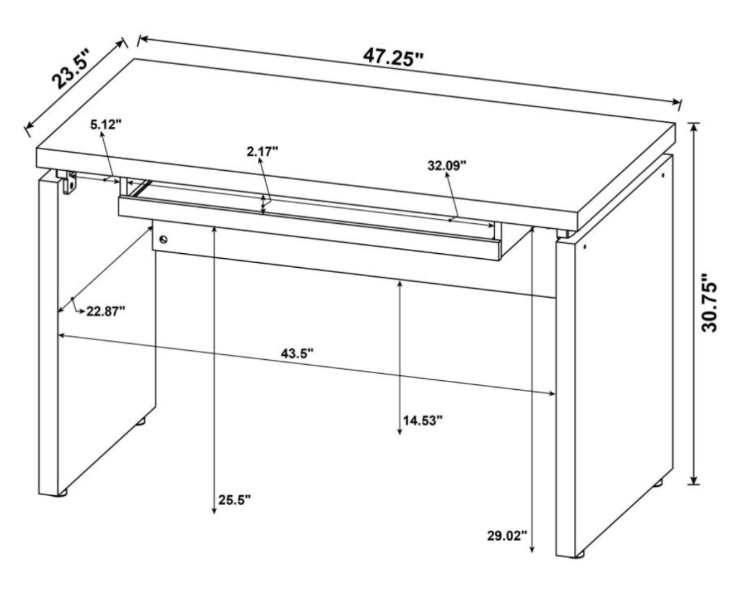Russell Computer Desk with Keyboard Tray Black Oak 800821