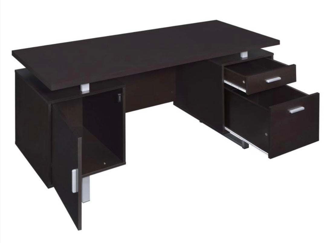 Lawtey Rectangular Storage Office Desk Cappuccino 801521