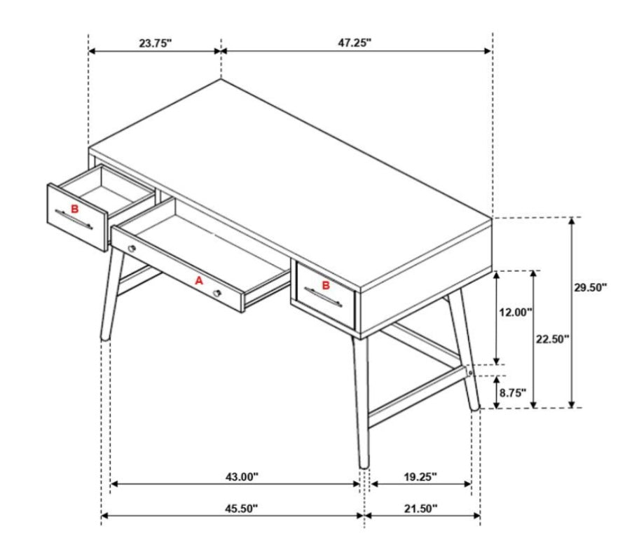 Mugga 3-drawer Writing Desk Walnut 800744