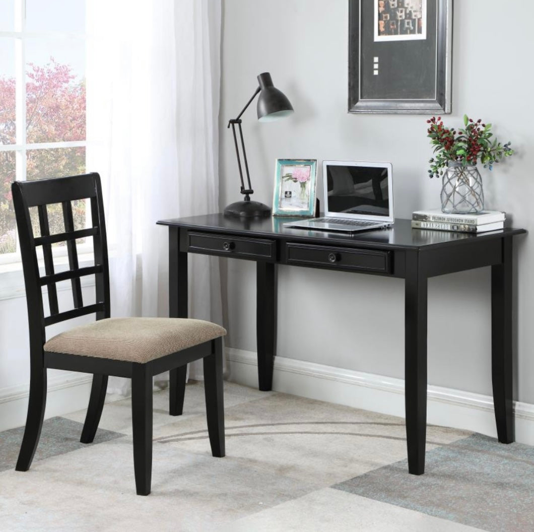 Newton 2-piece Writing Desk Set Black and Tan 800779