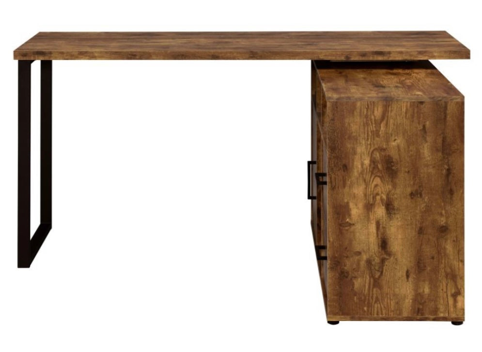 Hertford L-shape Office Desk with Storage Antique Nutmeg 804464