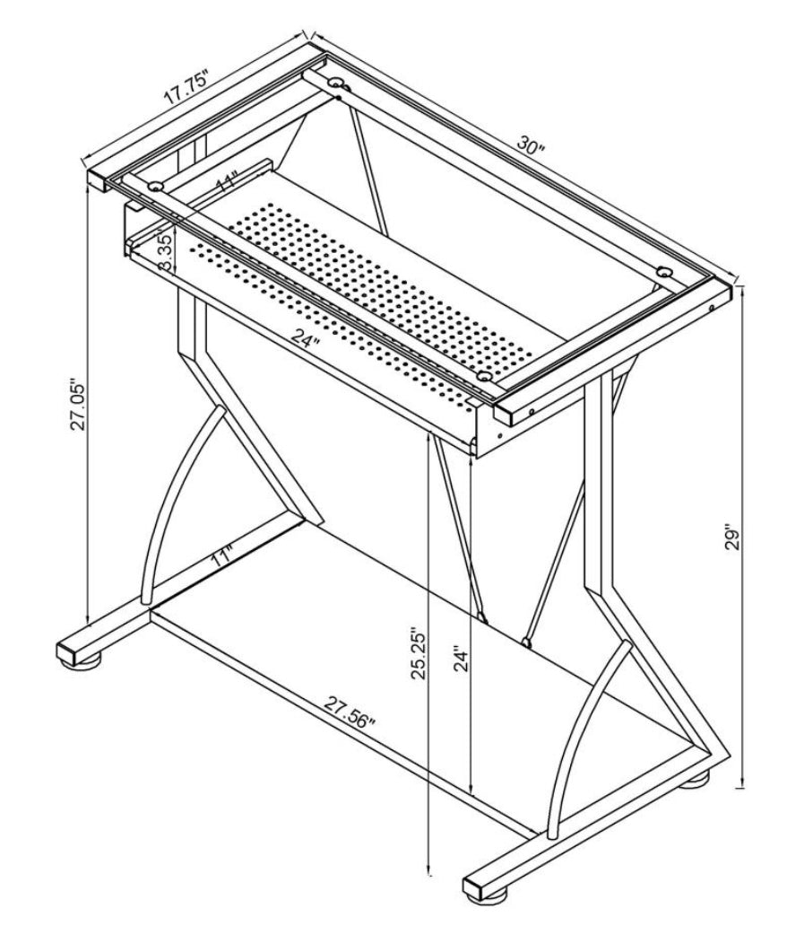 Alastair Computer Desk with Keyboard Tray Black 800217