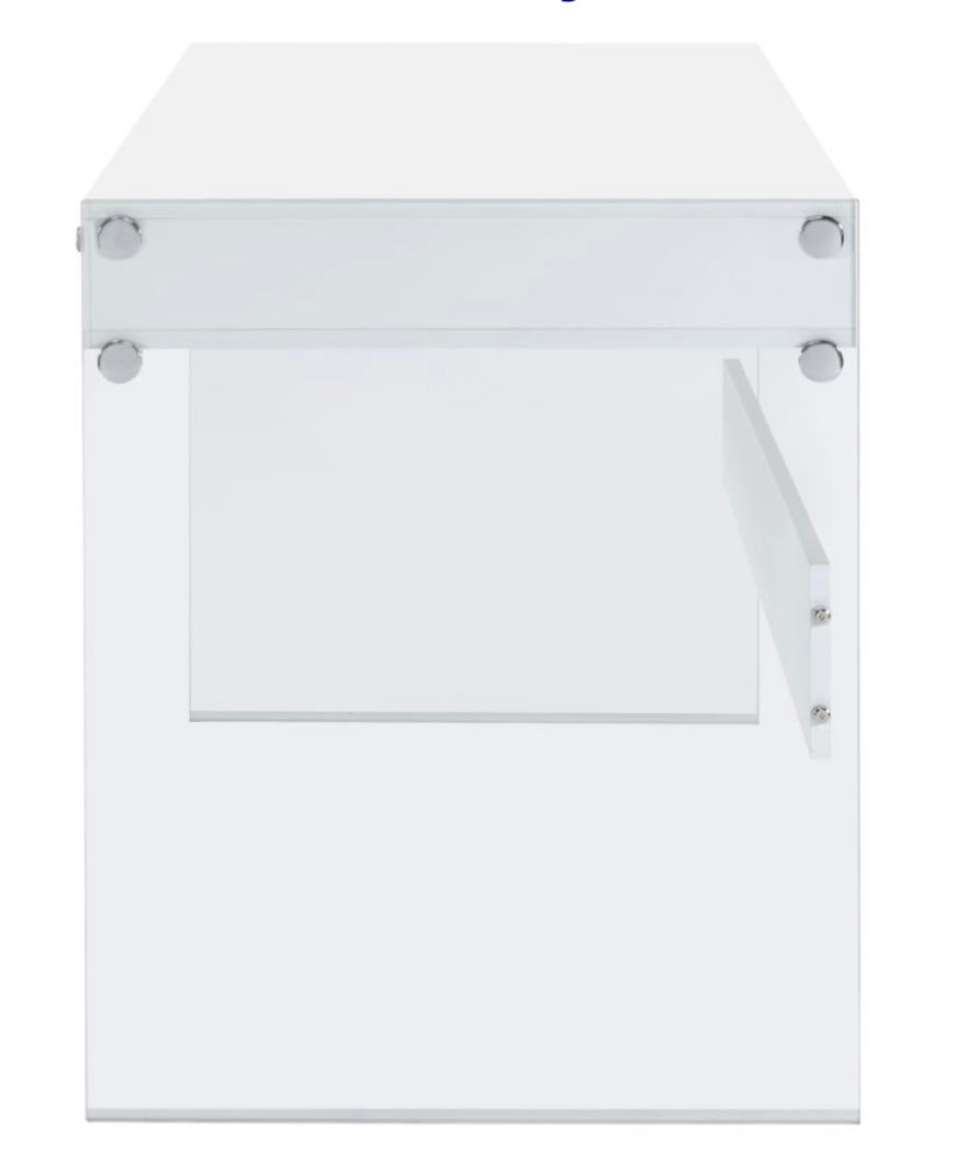 Dobrev 2-drawer Writing Desk Glossy White and Clear 800829