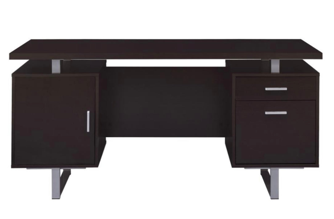 Lawtey Rectangular Storage Office Desk Cappuccino 801521