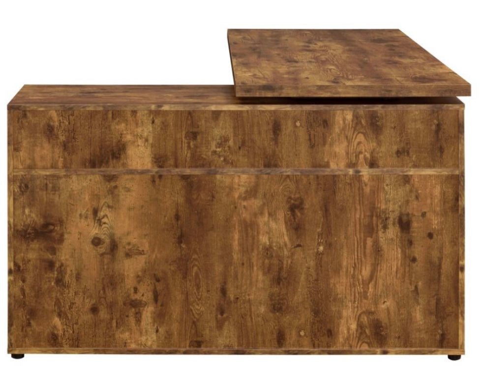 Hertford L-shape Office Desk with Storage Antique Nutmeg 804464