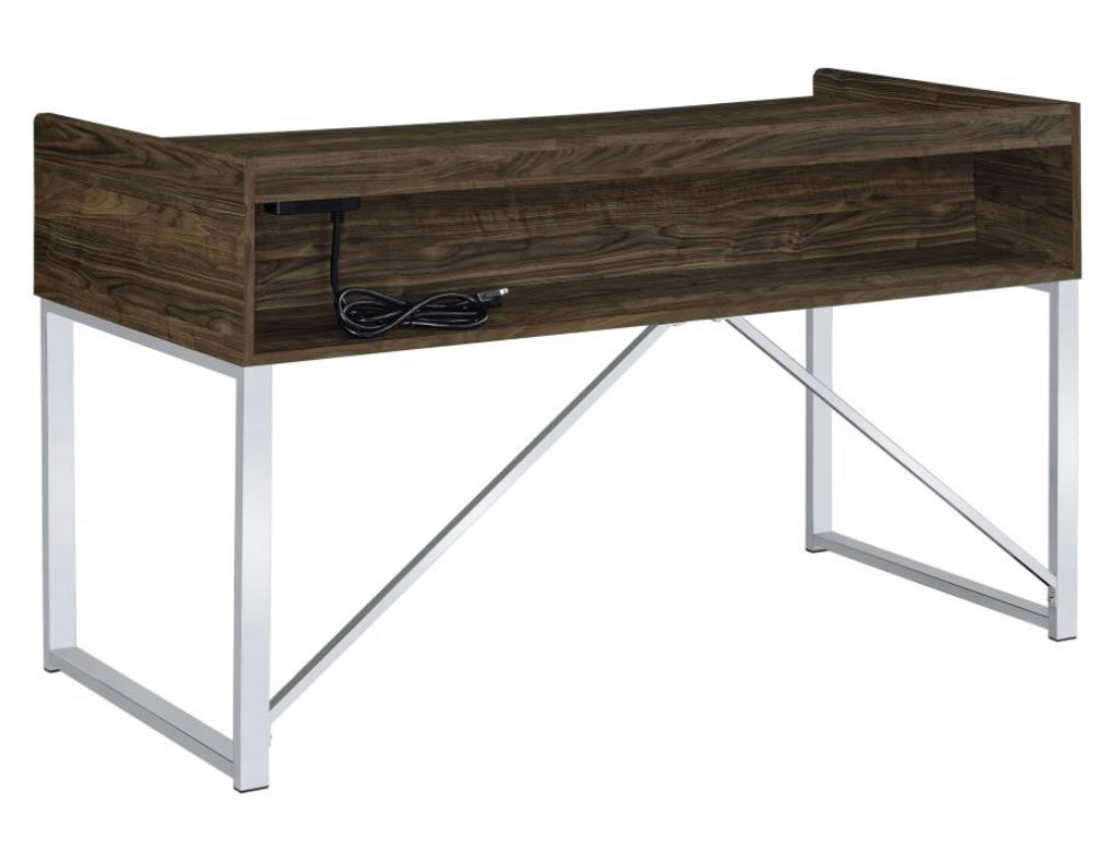 Angelica 3-drawer Writing Desk Walnut and Chrome 801492