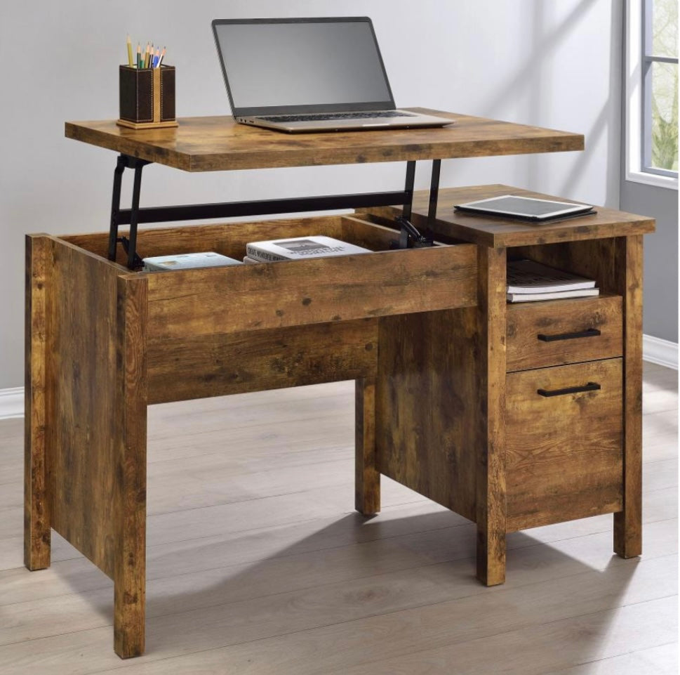 Delwin Lift Top Office Desk with File Cabinet Antique Nutmeg 881240