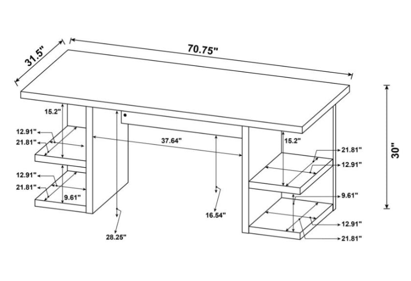 Alice Writing Desk White with Open Shelves 801455