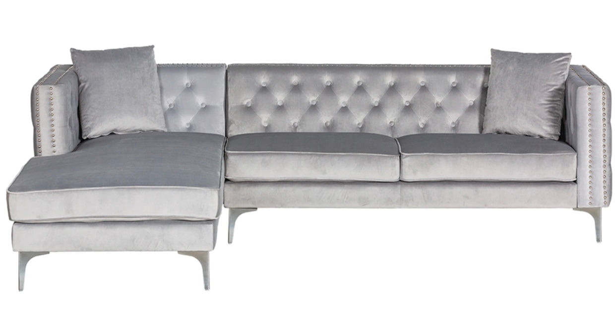 Melissa Sectional Gray Velvet Left