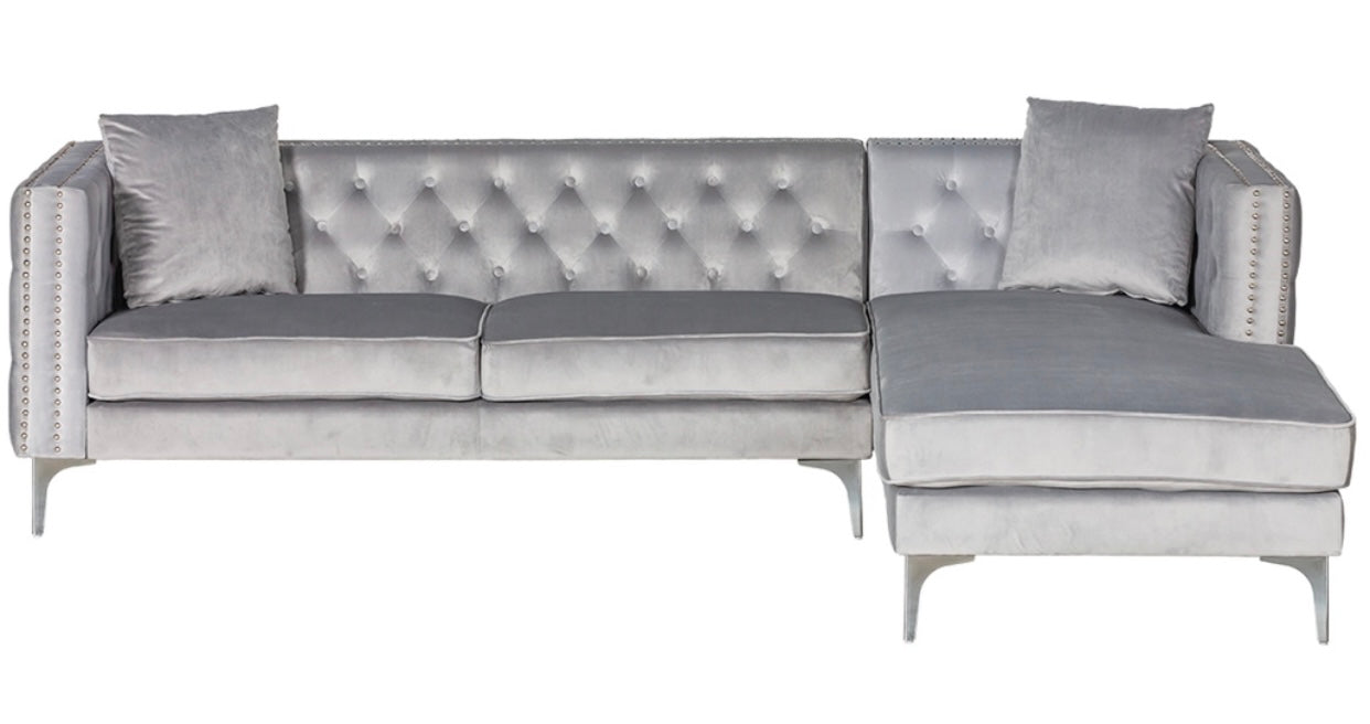 Melissa Sectional Gray Velvet Right
