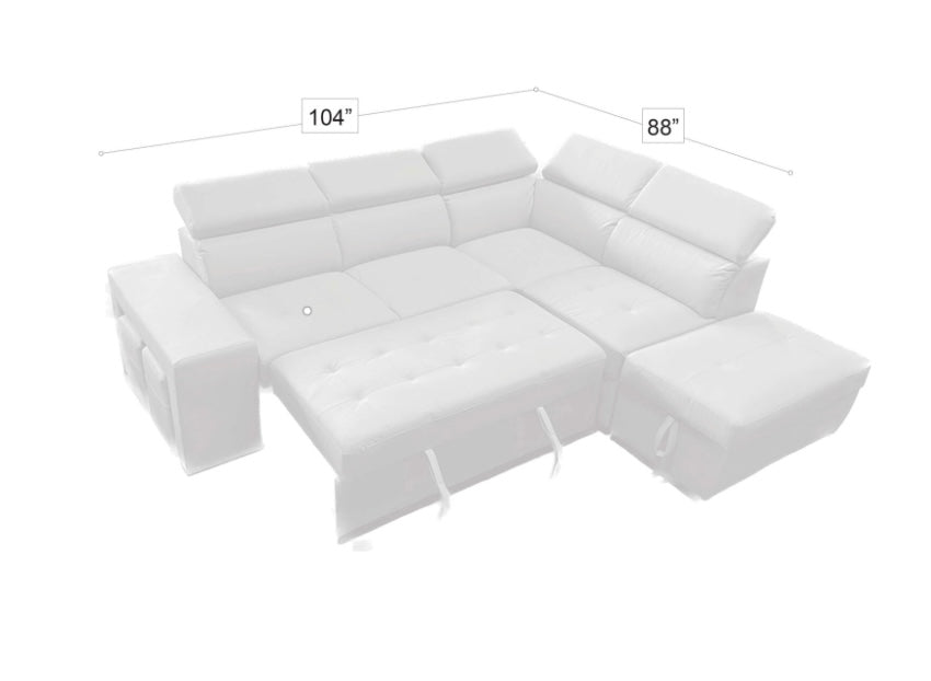 Positano Sectional Sleeper Grey Echo Leather RIGHT