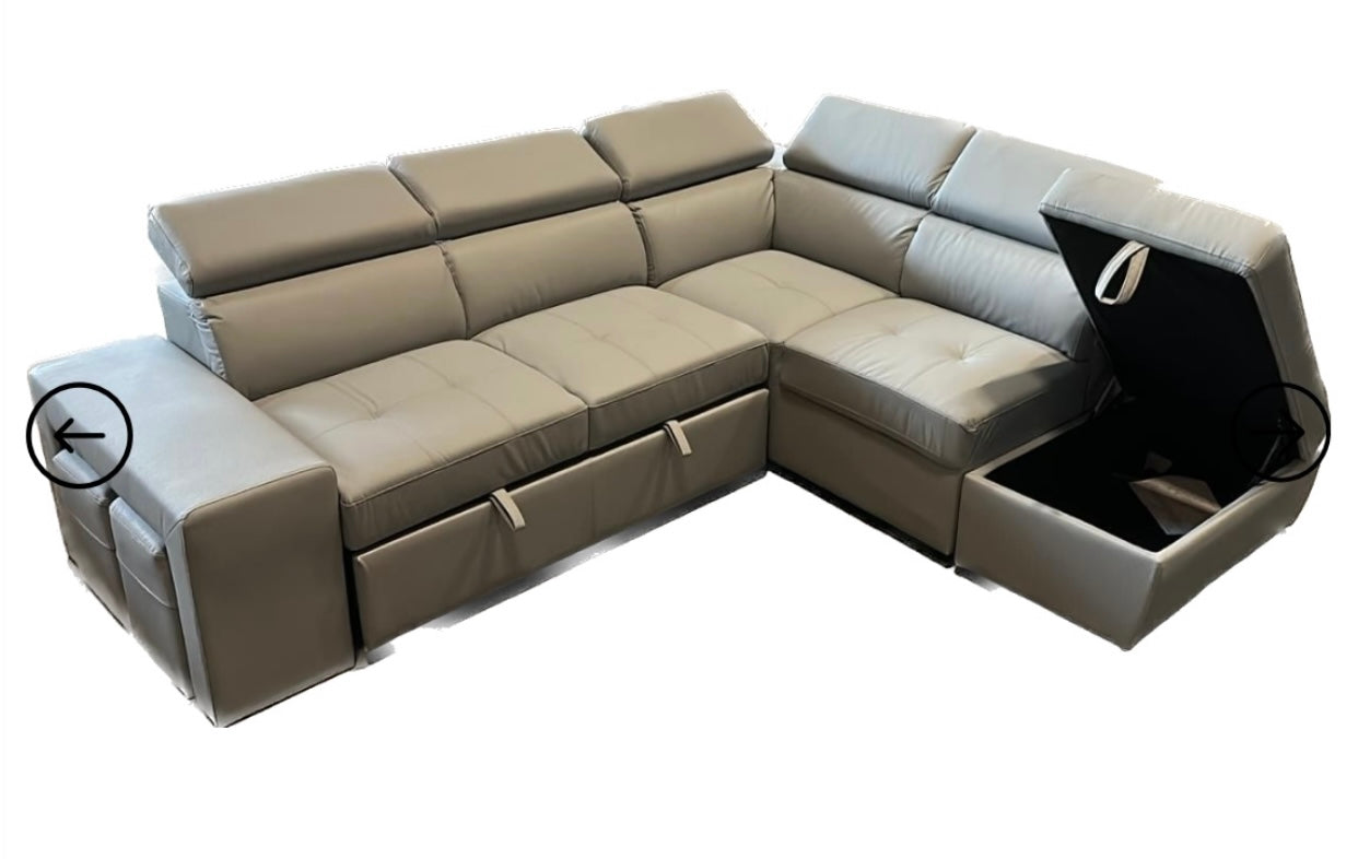 Positano Sectional Sleeper Grey Echo Leather RIGHT