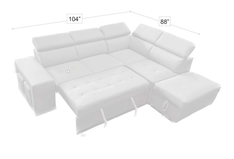Positano Sectional Sleeper Grey FABRIC RIGHT