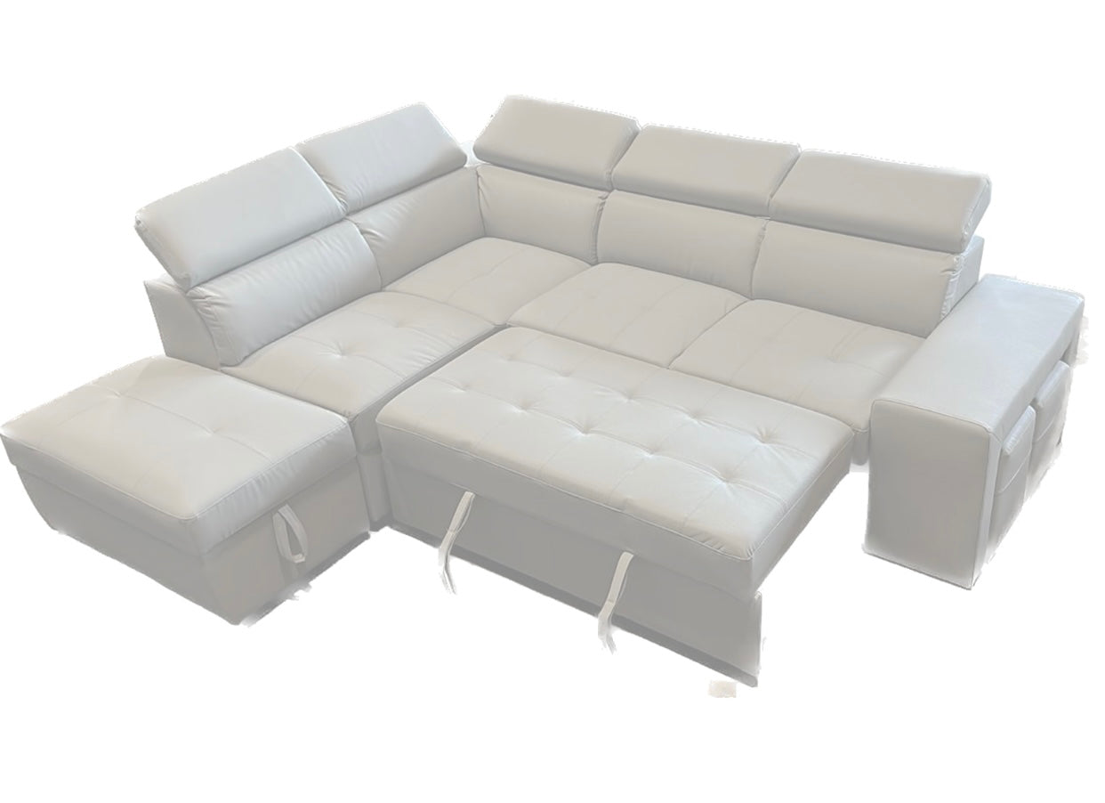 Positano Sectional Sleeper White Echo Leather LEFT