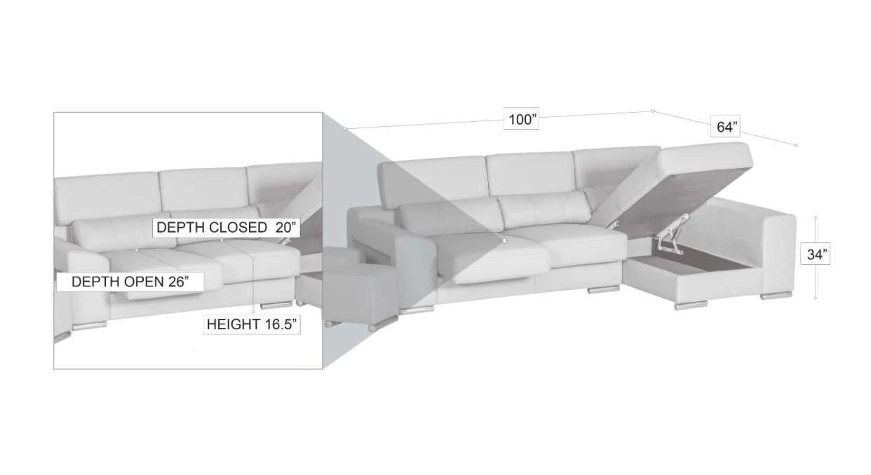 London Sectional Gray Left