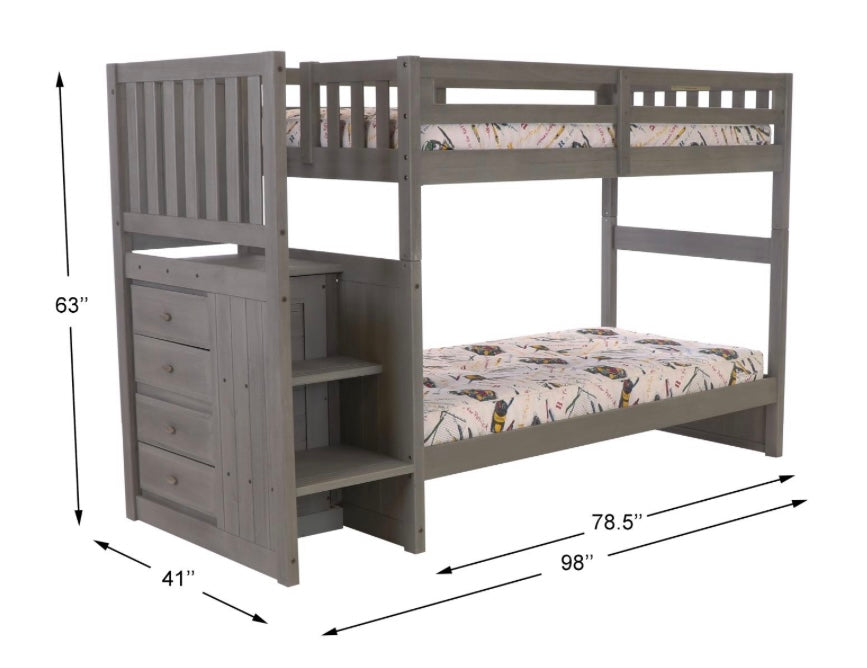 Twin/Twin Stairbed Charcoal 3214-T/T