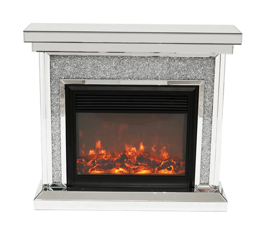 Faux Log Mirrored Fireplace SH-F001