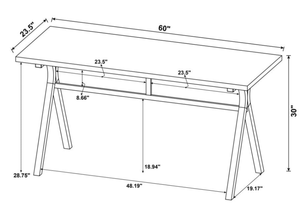 Tatum Rectangular Writing Desk Cement and Gunmetal  805891