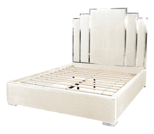 Queen Suede Low Profile Bed SH096Q-W/S