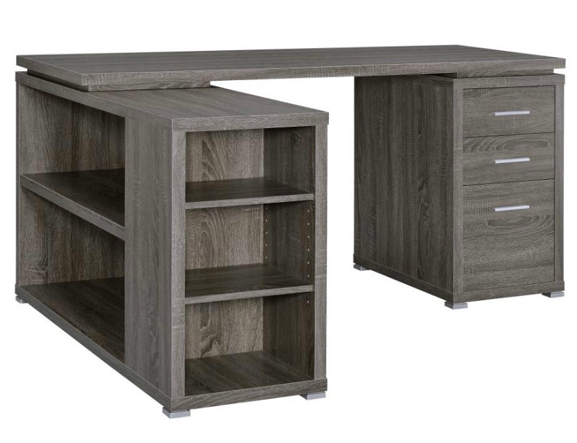 Yvette L-shape Office Desk Weathered Grey 800518