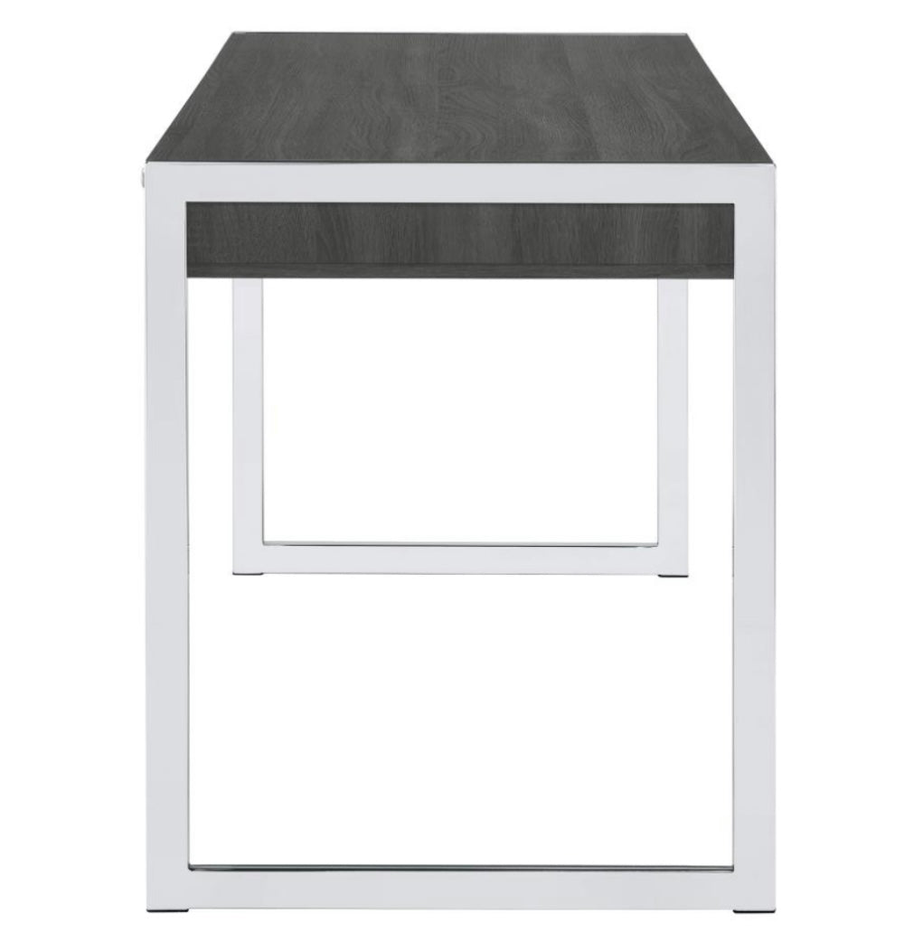Wallice 2-drawer Writing Desk Weathered Grey and Chrome 801221