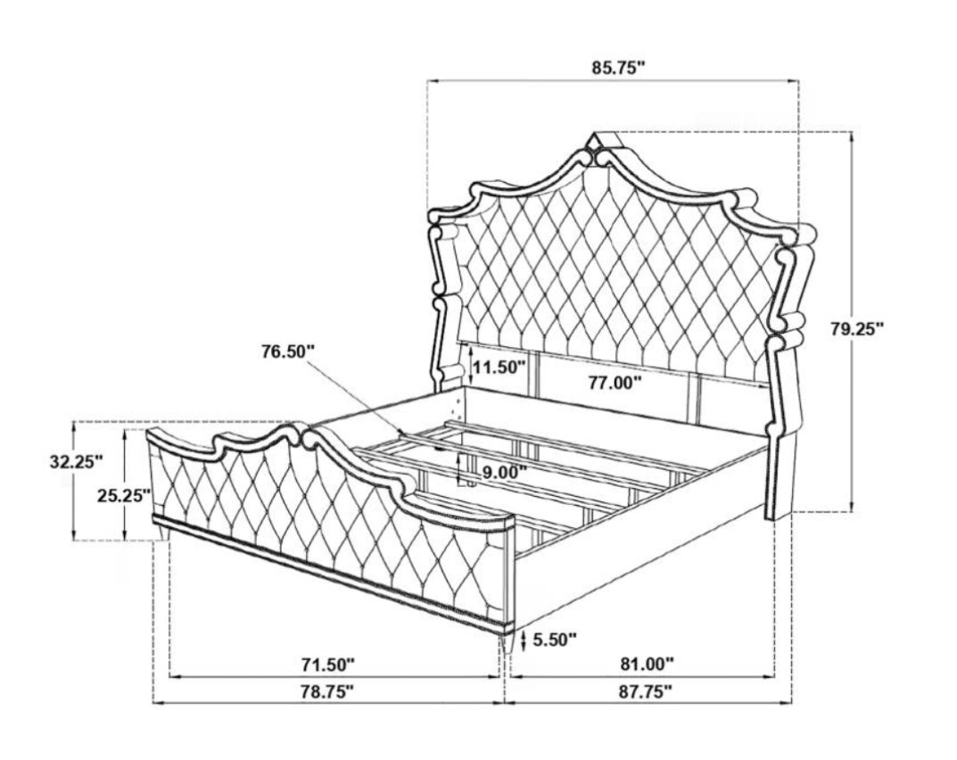 Antonella Upholstered King Bed 223521KE