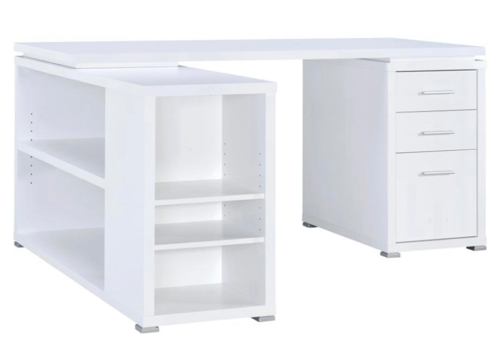 Yvette L-shape Office Desk White 800516