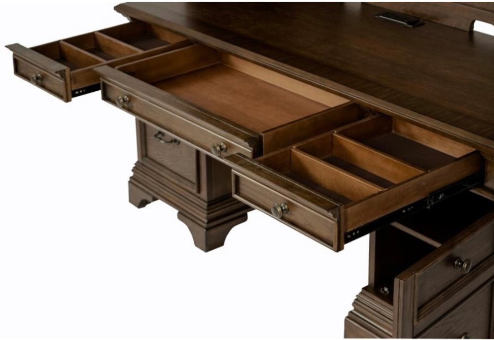 Hartshill Credenza with Hutch Burnished Oak 881283
