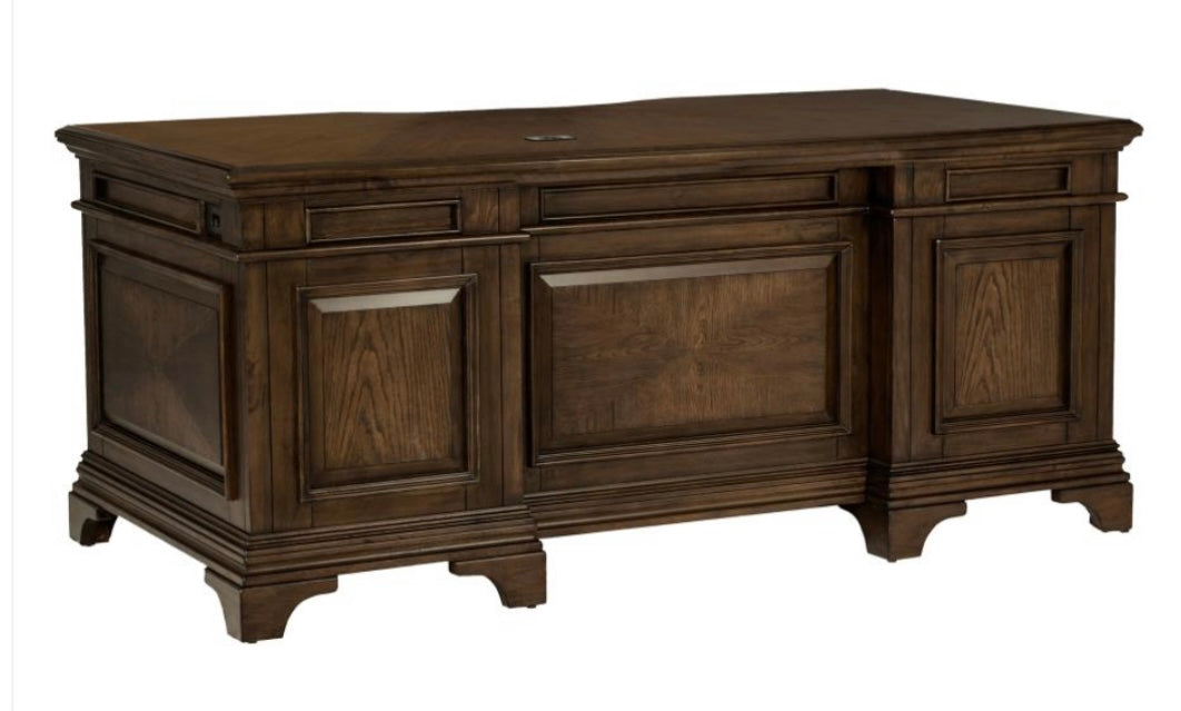 Hartshill Executive Desk with File Cabinets Burnished Oak 881281