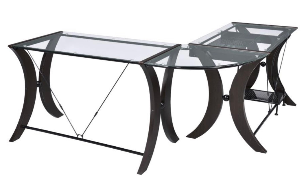 Monterey 3-piece L-shaped Computer Desk Set Cappuccino 800446