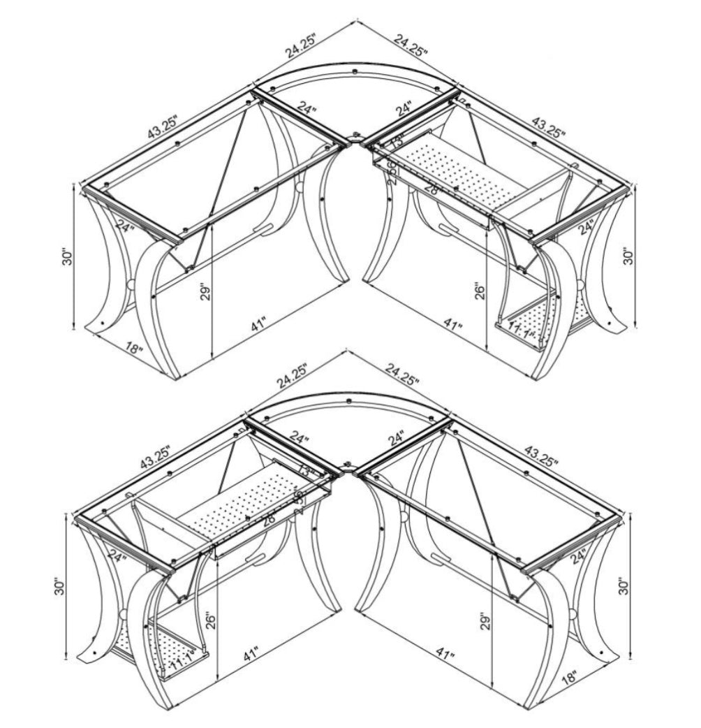 Monterey 3-piece L-shaped Computer Desk Set Cappuccino 800446