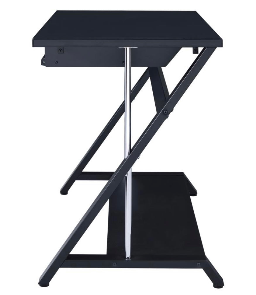 Mallet Computer Desk with Bottom Shelf Black 800222