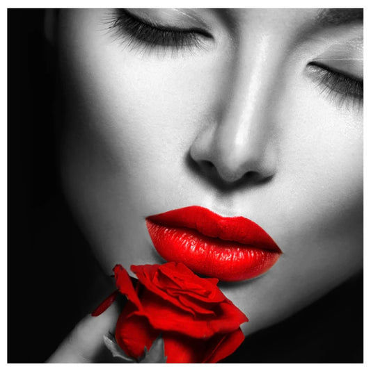Red Rose Lips Glass Wall Art SHR0277