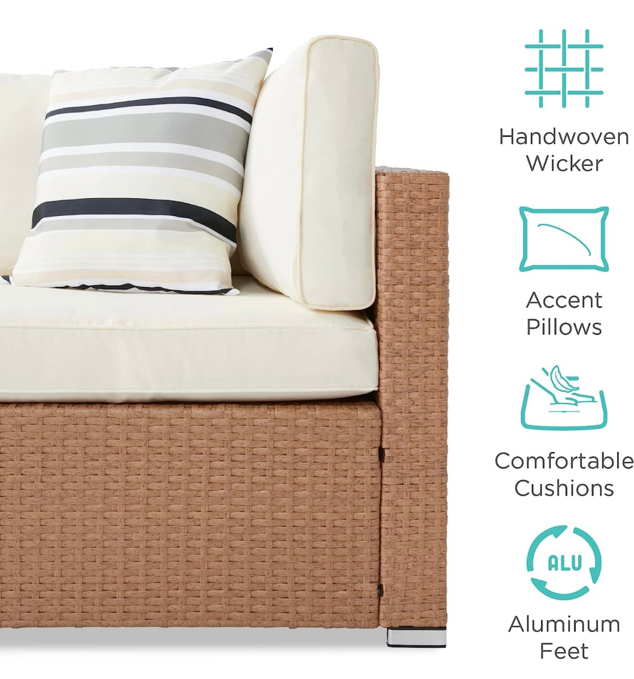 7 PCS Natural/Ivory Patio Sectional Sofa With Coffee Table