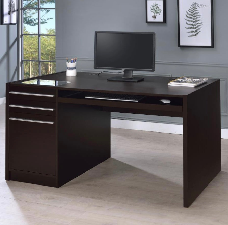 Halston 3-drawer Connect-it Office Desk Cappuccino 800982
