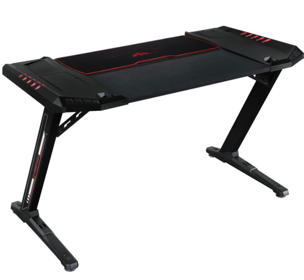 Ardsley Z-framed Gaming Desk with LED Lighting  Black 802437