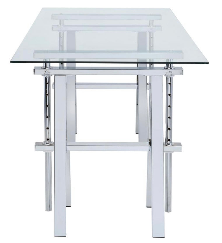 Statham Glass Top Adjustable Writing Desk Clear and Chrome 800900