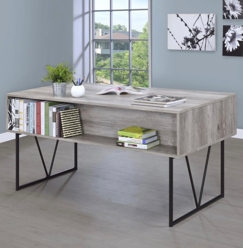 Analiese 4-drawer Writing Desk Grey Driftwood 801999
