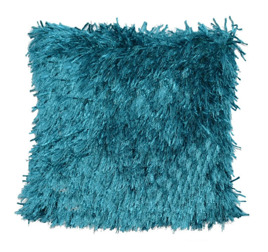 Ribbon Shaggy Throw Pillow SHRS-A05 Aqua