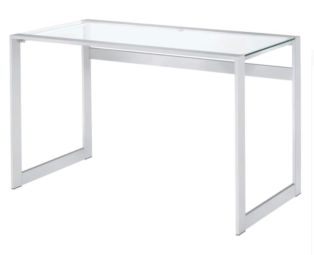 Hartford Glass Top Writing Desk Chrome 800746